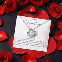 White Gold Finish CZ Knot Pendant Necklace, Cousin Love Knot Necklace, Sentimental Cousin Jewelry Present, Birthday Christmas Keepsake