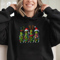 Adorable Dill Pickle Hoodie, Humorous Christmas Pickle Hoodie, Festive Character Xmas Hoodie, Holiday Food Humor Sweatshirt, Pickle Lover Present