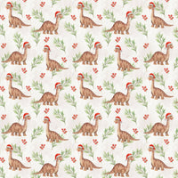 Adorable Brontosaurus Santa Hat Gift Wrap, Christmas Dinosaur Wrapping Paper, Dino Holiday Wrapping Paper, Festive Kids Gift Wrap Paper Roll