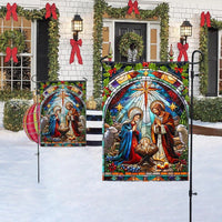 Stained Glass Holy Family Yard Flag, Nativity Scene Garden Flag, Double-Sided Christian Christmas Lawn Flag
