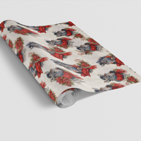 Festive Winter Scarf Gift Wrap, Zebra Christmas Wrapping Paper, Poinsettia Safari Animal Present Paper, Dog Lover Xmas Wrapping Paper