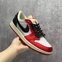 Low Top Sneakers, White Black Red Colorway, Lace Up Design, Casual Gift for Sneaker Fans