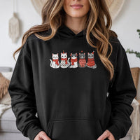 Festive Kittens Holiday Sweatshirt, Adorable Cat Christmas Hoodie, Winter Cat Lover Pullover Hoodie, Adorable Kitten Xmas Hoodie, Cat Lover Present