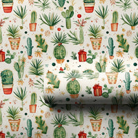 Succulent Holiday Wrapping Paper, Watercolor Cactus Christmas Wrapping Paper, Southwestern Festive Wrapping Paper, Botanical Xmas Gift Wrap