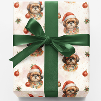 Festive Holiday Dog Gift Wrap, Shih Tzu Christmas Wrapping Paper, Adorable Pet Christmas Gift Wrap, Dog Lover Xmas Present Paper, Dog Present Paper
