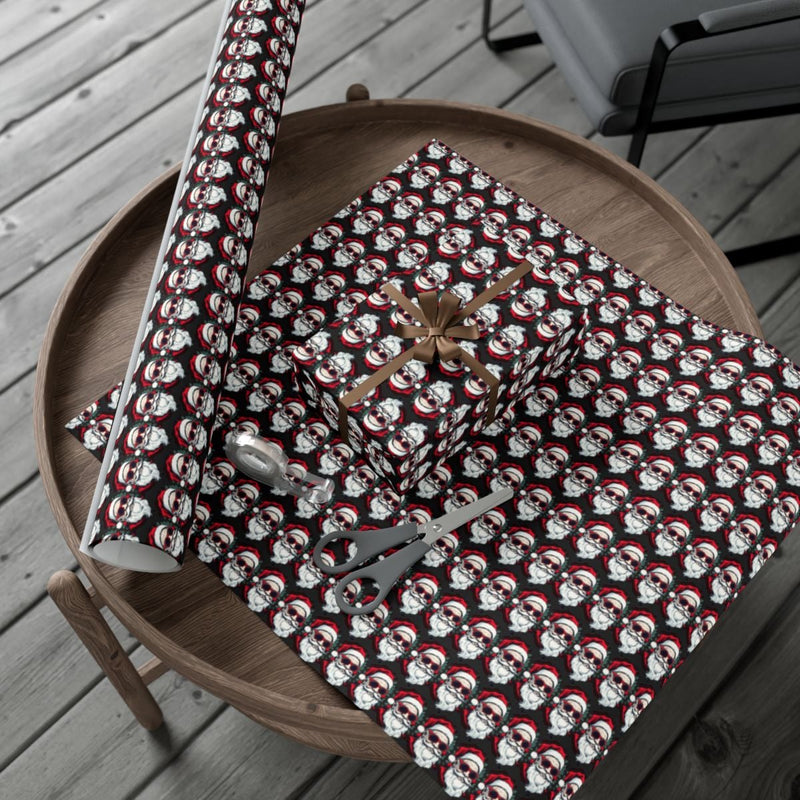 Edgy Gothic Christmas Gift Wrap Roll, Santa Skull Wrapping Paper, Alternative Holiday Wrapping Paper, Unique Cool Present Wrap
