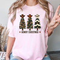 Western Cowboy Hat Christmas Shirt, Howdy Christmas T-Shirt, Country Xmas Tree Graphic Tee, Retro Western Christmas T-Shirt, Holiday Present