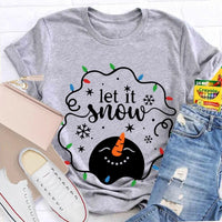 Let It Snow Holiday Graphic Tee, Christmas Lights Snowflakes Snowmen Shirt, Winter Wonderland T-Shirt, Festive Xmas Tee, Adorable Christmas Present