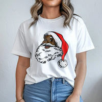 African American Christmas Graphic Tee, Black Santa Claus T-Shirt, Melanin Santa Shirt, Black Santa Holiday Graphic T-Shirt, Xmas Present
