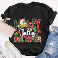 Festive Christmas Graphic Tee, Holly Jolly Bus Driver Shirt, Adorable School Bus Driver T-Shirt, Holiday Season Driver Shirt, Christmas Present