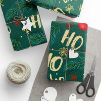 Christmas Tree Branch Gift Wrap, Ho Ho Ho Pine Needle Wrapping Paper, Rustic Holiday Wrapping Paper Roll, Winter Xmas Present Packaging