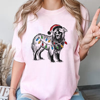 Santa Hat Aussie Dog T-Shirt, Australian Shepherd Christmas T-Shirt, Adorable Dog Lover Holiday Shirt, Festive Winter Puppy Graphic Tee