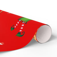 Humorous Red Holiday Gift Wrap, Elf Legs Wrapping Paper, Whimsical Christmas Elf Wrapping Paper, Festive Xmas Gift Wrap, Holiday Present Paper