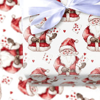 Poker Christmas Gift Wrap, Playing Card Santa Wrapping Paper, Watercolor Santa Claus Wrapping Paper, Card Player Holiday Gift Wrap Roll