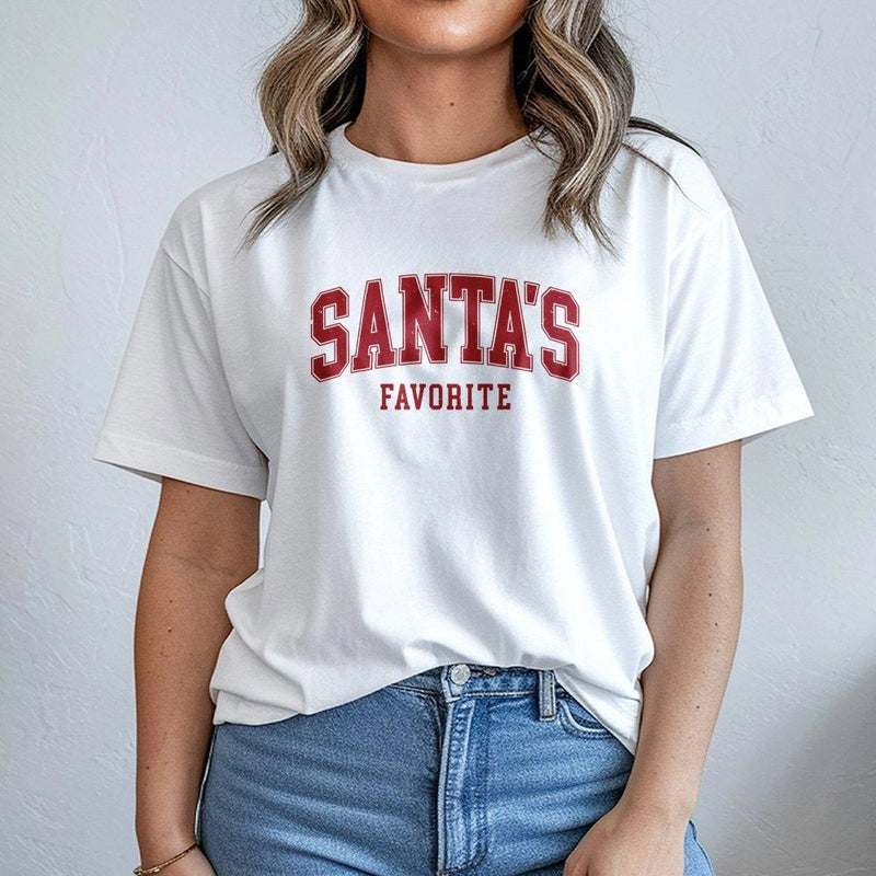 Varsity Letter Holiday Shirt, Santa's Favorite Christmas T-Shirt, Retro Xmas Graphic Tee, Festive Holiday Season T-Shirt, Christmas Present
