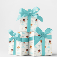 Cloudlight Blessings Gift Wrap, Celestial Angel Wrapping Paper, Angel Holiday Wrapping Paper, Baptism Christmas Gift Wrap Roll