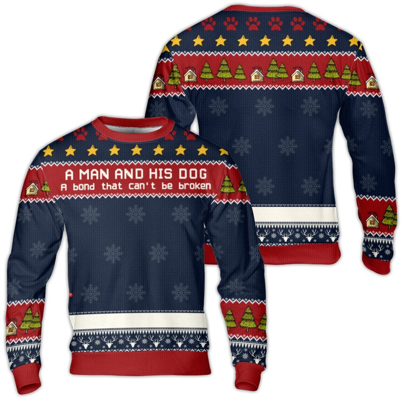 Dog Lover Holiday Sweater, A Man and His Dog Ugly Christmas Sweater, Humorous Pet Owner Sweatshirt, Adorable Xmas Crewneck, Present for Dog Dads