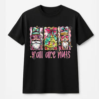 Humorous Preppy Christmas Shirt, Y'all Are Nuts Nutcracker T-Shirt, Retro Holiday Nutcracker Tee, Festive Xmas Graphic T-Shirt for Women Men