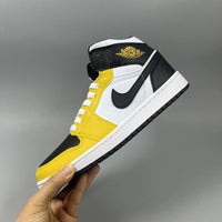 High Top Sneakers, Black Yellow Colorway, Lace Up Design, Casual Gift for Sneaker Fans
