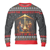 Religious Baby Jesus Holiday Sweater, Nativity Scene Christmas Sweatshirt, Christian Xmas Graphic Sweatshirt, Faith Holiday Sweatshirt Present