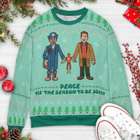 All Over Print Holiday Sweater, Tis the Season to Be Jolly Ugly Christmas Sweatshirt, Festive Xmas Party Pullover Crewneck Present