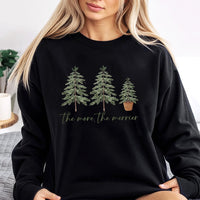 Minimalist Pine Tree Holiday Sweater, The More the Merrier Christmas Sweatshirt, Retro Winter Tree Crewneck, Adorable Xmas Pullover Present