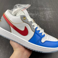 Low Top Sneakers, Blue White Red Colorway, Lace Up Design, Casual Gift for Sneaker Fans