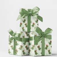 TRex Dinosaur Christmas Gift Wrap, Santa Saurus Wrapping Paper, Humorous Dino Holiday Wrap Paper, Kids Boys Christmas Wrapping Paper Roll