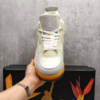 Mid Top Sneakers, Beige Orange Colorway, Lace Up Design, Casual Gift for Sneaker Fans