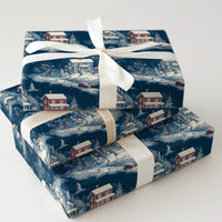 Comfy Winter Town Gift Wrap, Vintage Snowy Village Wrapping Paper, Nostalgic Christmas Wrapping Paper, Scenic Holiday Night Gift Wrap Roll