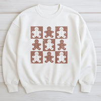 Retro Christmas Cookie Sweatshirt, Checkered Gingerbread Man Sweatshirt, Adorable Holiday Crewneck, Vintage Winter Pullover Sweatshirt