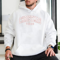Retro Varsity Holiday Hooded Sweatshirt, Christmas Vibes Hoodie, Vintage Christmas Hoodie, Comfy Winter Pullover, Xmas Present for Men Women