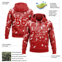 Holiday Winter Personalized Name Number Hooded Sweatshirt, Custom Christmas Snowflake Hoodie, Custom Xmas Sports Fan Pullover Present