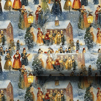 Vintage Snowy Village Gift Wrap, Victorian Christmas Carolers Wrapping Paper, Nostalgic Holiday Wrapping Paper, Winter Gift Wrap Paper Roll