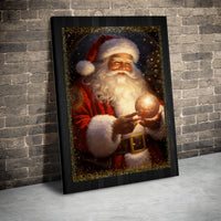 Christmas Ornament Canvas Print, Vintage Santa Claus Canvas Art, Holiday Wall Art Decor, Festive Santa Wall Decor, Frameless Canvas Present