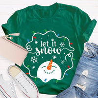 Let It Snow Holiday Graphic Tee, Christmas Lights Snowflakes Snowmen Shirt, Winter Wonderland T-Shirt, Festive Xmas Tee, Adorable Christmas Present