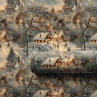 Winter Wonderland Gift Wrap, Snowy Christmas Village Wrapping Paper, Vintage Dusk Cottage Wrapping Paper, Holiday Present Wrapping Paper