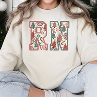 Festive Holiday Tree Medical Crewneck, RN Registered Nurse Christmas Sweatshirt, Stethoscope Hospital RN Pullover, Nurse Xmas Present Sweater