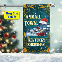 Red Truck Farm Scene Yard Flag, Kentucky Christmas Garden Flag, Small Town Holiday Double Sided Outdoor Flag, Winter Lawn Decor Present