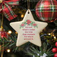 Ceramic Christmas Star Ornament, It's Who's Around the Tree Star Ornament, Holiday Family Star Ornament, Xmas Tree Hanging Star Decor