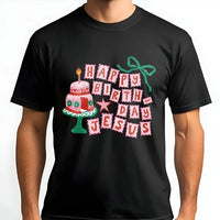 Christmas Cake Graphic Tee, Happy Birthday Jesus T-Shirt, Adorable Religious Christmas Shirt, Christian Faith Holiday T-Shirt, Xmas Present