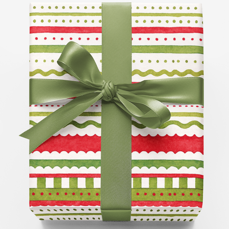 Red and Green Holiday Gift Wrap, Merry Strokes Christmas Wrapping Paper, Festive Xmas Wrapping Paper Roll, Modern Holiday Present Present Paper