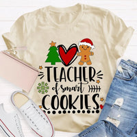 Christmas Tree Holiday Teacher Shirt, Teacher of Smart Cookies T-Shirt, Humorous Teacher Xmas Tee, Adorable School Educator Present T-Shirt