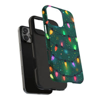 Colorful Holiday Bulb Pattern Phone Case, Christmas Lights Phone Case, Festive Winter Tree Lights Phone Cover, Merry Xmas iPhone Case Present