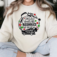 Humorous Christmas Vacation Movie Quote Sweater, Jolliest Bunch Sweatshirt, Holiday Family Matching Pullover, Retro Xmas Party Crewneck