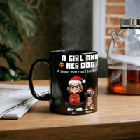 Girl and Dog Santa Hats Christmas Mug, Personalized Dog Mom Ceramic Mug, Custom Holiday Pet Coffee Cup, Xmas Present for Dog Lovers