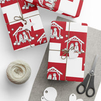Religious Cross Holiday Gift Wrap, Christmas Nativity Wrapping Paper, Christian Xmas Present Wrap, Faith Based Holiday Gift Wrapping Paper