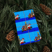 Cartoon Family Holiday Gift Wrap, Christmas Tree Comet Wrapping Paper, Festive Xmas Wrapping Paper Roll, Winter Holiday Present Wrap
