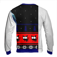 Adorable Cat Lover Christmas Sweater, Black Cat Ugly Christmas Sweatshirt, Festive Kitten Christmas Sweatshirt, Retro Cat Lover Xmas Crewneck