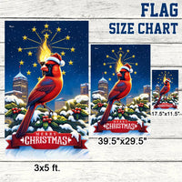Santa Hat Cardinal Yard Flag, Indiana Christmas Garden Flag, State Torch Hoosier Flag, Double-Sided Holiday Flag, Seasonal Winter Lawn Decor